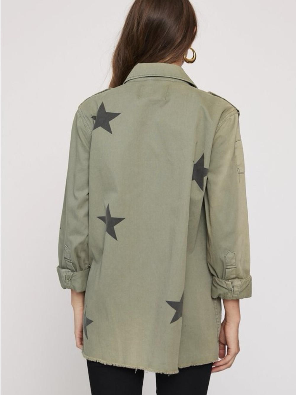 Pistola Camilo Military Jacket Royal Honor Green Stars Shacket Size Small - Picture 3 of 13